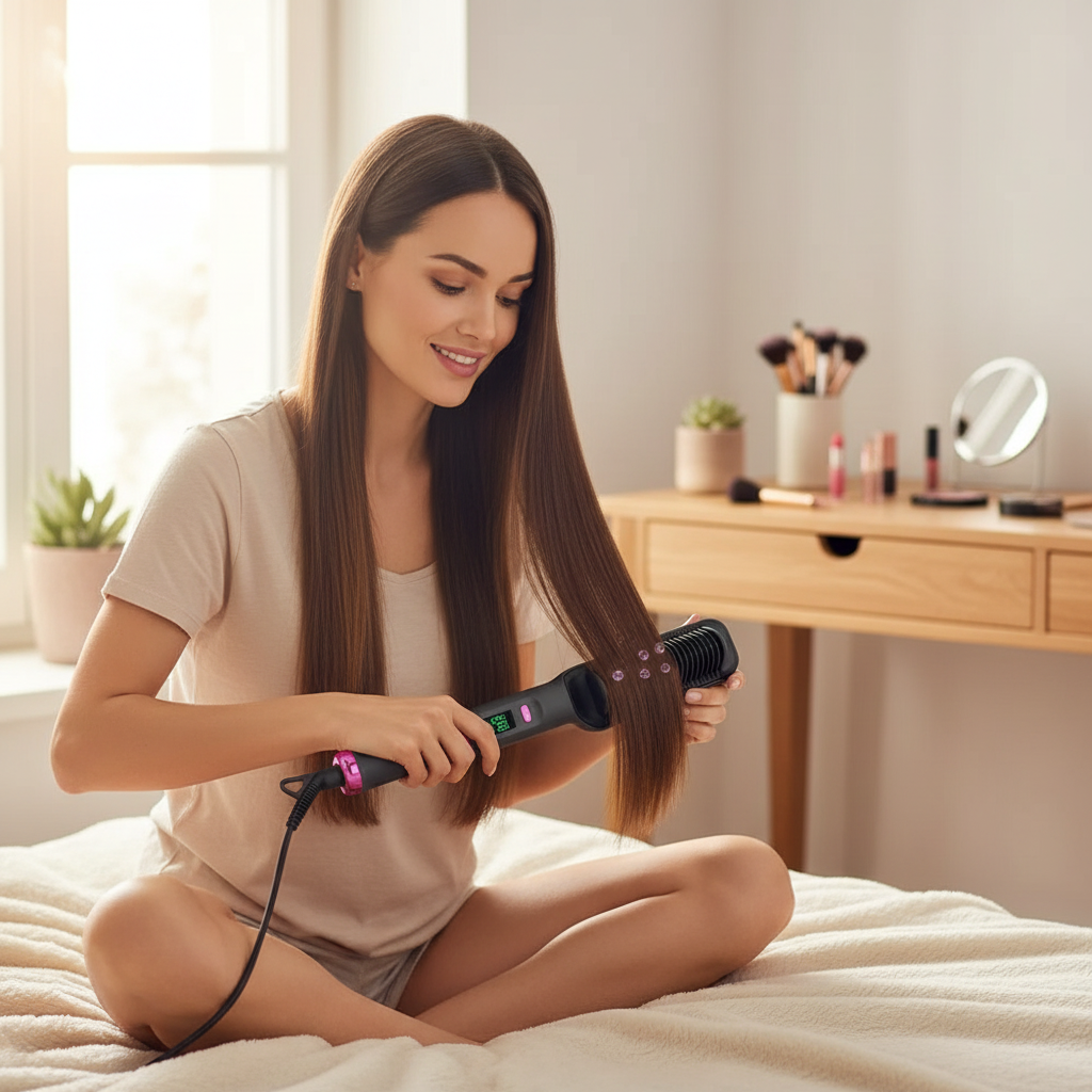 Electric Hot Comb Multifunctional Straight Hair Straightener Comb Negative Ion Anti-Scalding Styling Tool Straightening Brush