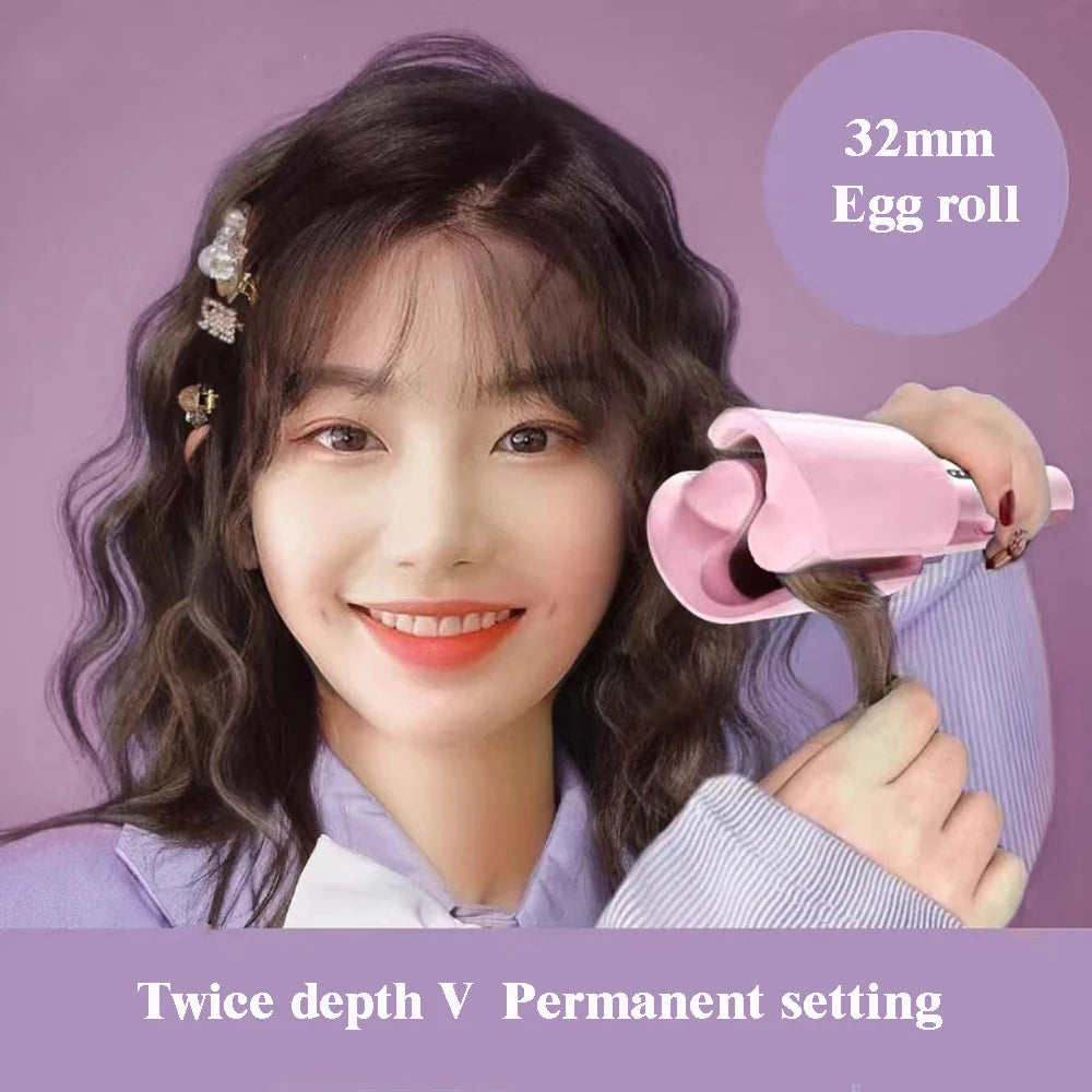 32MM Electric Curling Iron Curling Tool Egg Roll Lasting Styling French Styling Deep Wave Hair Curler 4 Temperature Adjustable